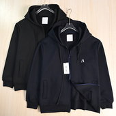 259 男装 好货 25空气棉精致刺绣字母连帽拉链宽松休闲开身卫衣