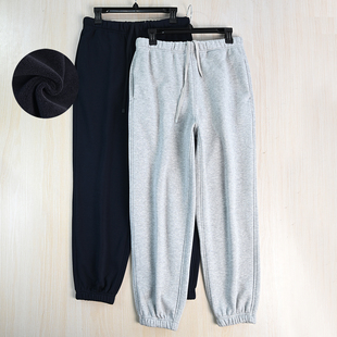 男装好货261/19 美国单刺绣简约加绒加厚松紧腰系带直筒休闲卫裤