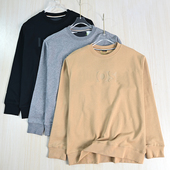好货259 简约圈棉压花字母男士 男装 圆领套头休闲长袖 卫衣