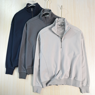 简约高克重圈棉半拉链立领宽松休闲长袖 卫衣 261 思琪女装