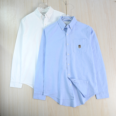 男装好货2512/29小熊牛津布长袖翻领休闲宽松衬衫外套上衣男