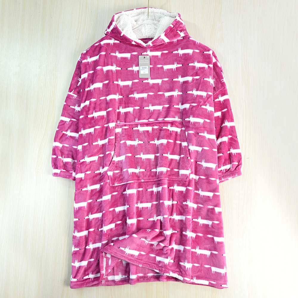 保暖珊瑚绒连帽宽松浴袍居家服