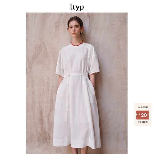 ltyp旅途原品【5折微瑕】竹节天丝亚麻立裁连衣裙 文艺直筒长裙女