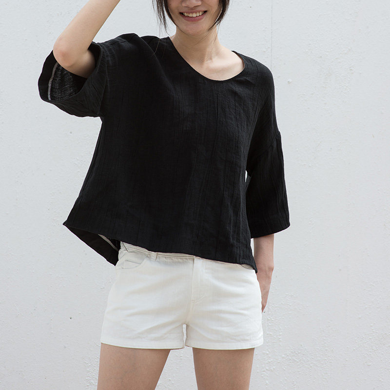 ltyp旅途原品【5折微瑕】纯棉牛仔清凉热裤  百搭黑色显瘦短裤女