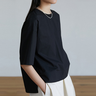 旅途原品五折【微瑕疵】 80支精梳棉短袖T恤女新款圆领简约夏季