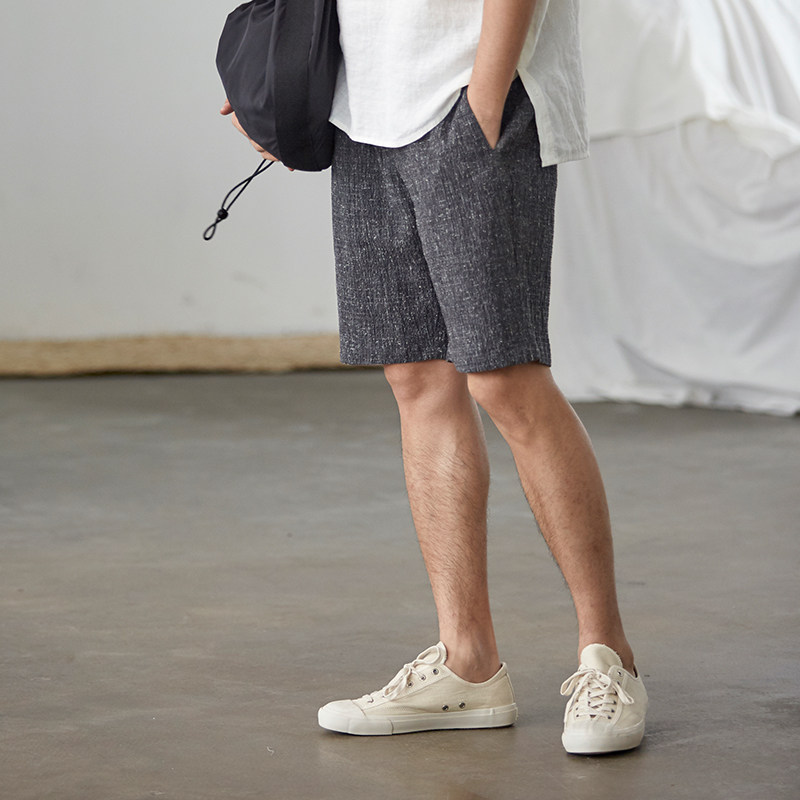 得闲 混纺色织休闲短裤 原创设计日式男装夏季五分裤 [独处自在]在类目 男装, 休闲裤中 - 来自Buy2taobao.com提供专业的淘宝代购服务