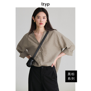 ltyp旅途原品【5折微瑕】桑蚕丝可水洗时髦休闲V字翻领衬衫女夏季