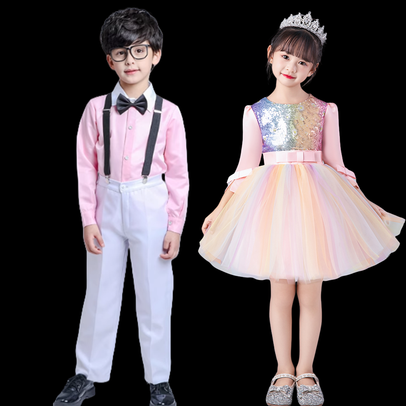 儿童演出服合唱舞台裙