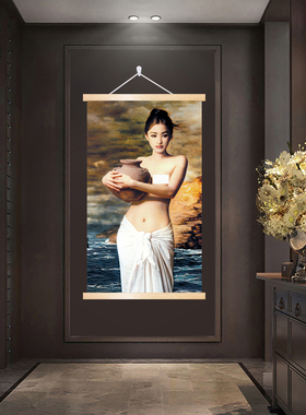 美女挂画酒店卫生间防水免钉装饰画卧室床头宾馆美容院洗手间壁画