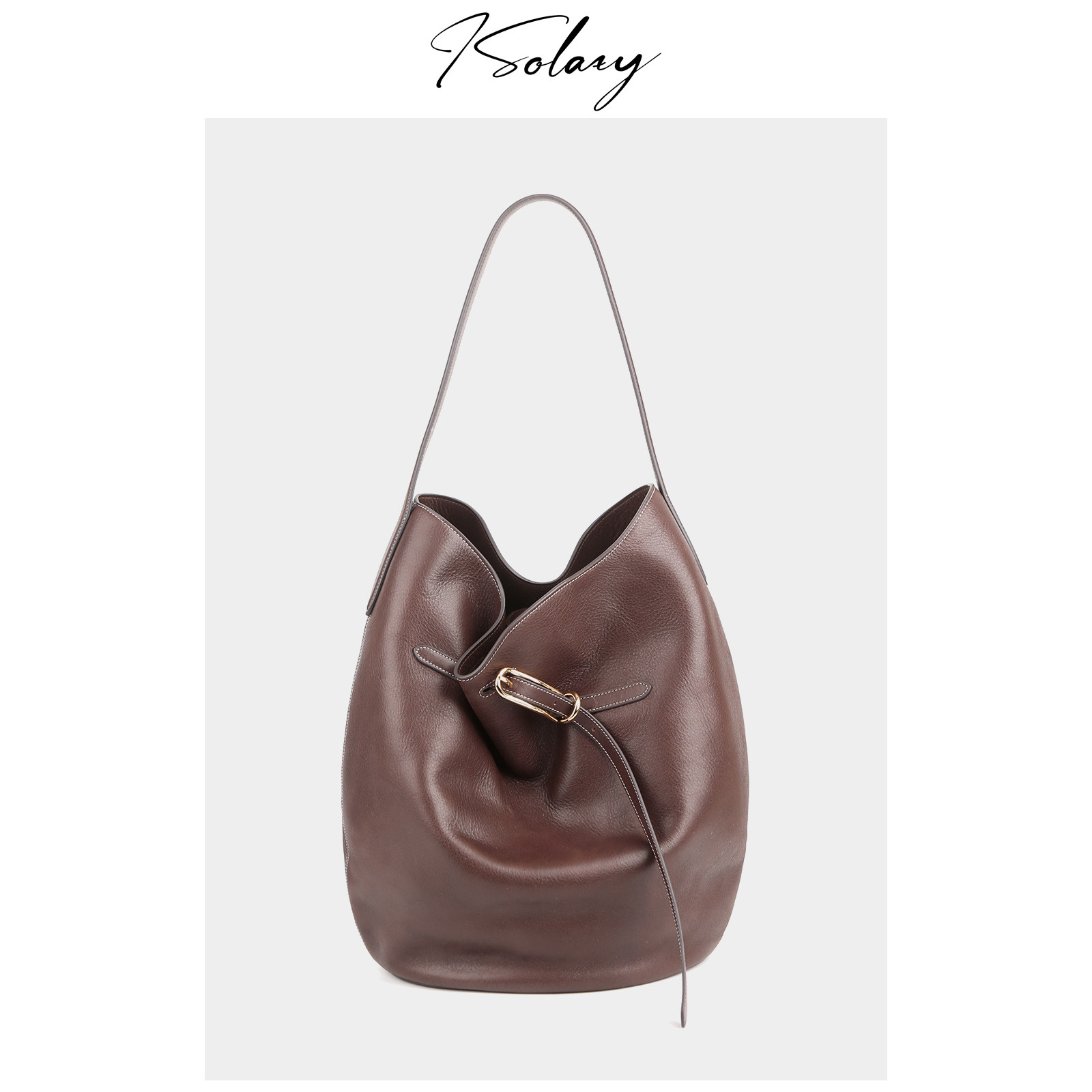 isolazy/“Liff -BELTED水桶包”原厂油蜡植鞣牛皮法式通勤水桶包,箱包皮具/热销女包/男包,水桶包,淘宝优惠券,粉丝福利购,淘宝优惠卷