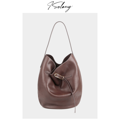 isolazy/“Liff -BELTED水桶包”原厂油蜡植鞣牛皮法式通勤水桶包