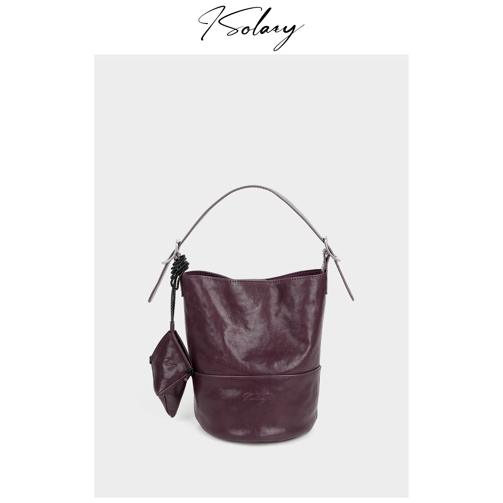 isolazy/“波尔多”小众植鞣牛皮水桶包简约高级感斜挎包