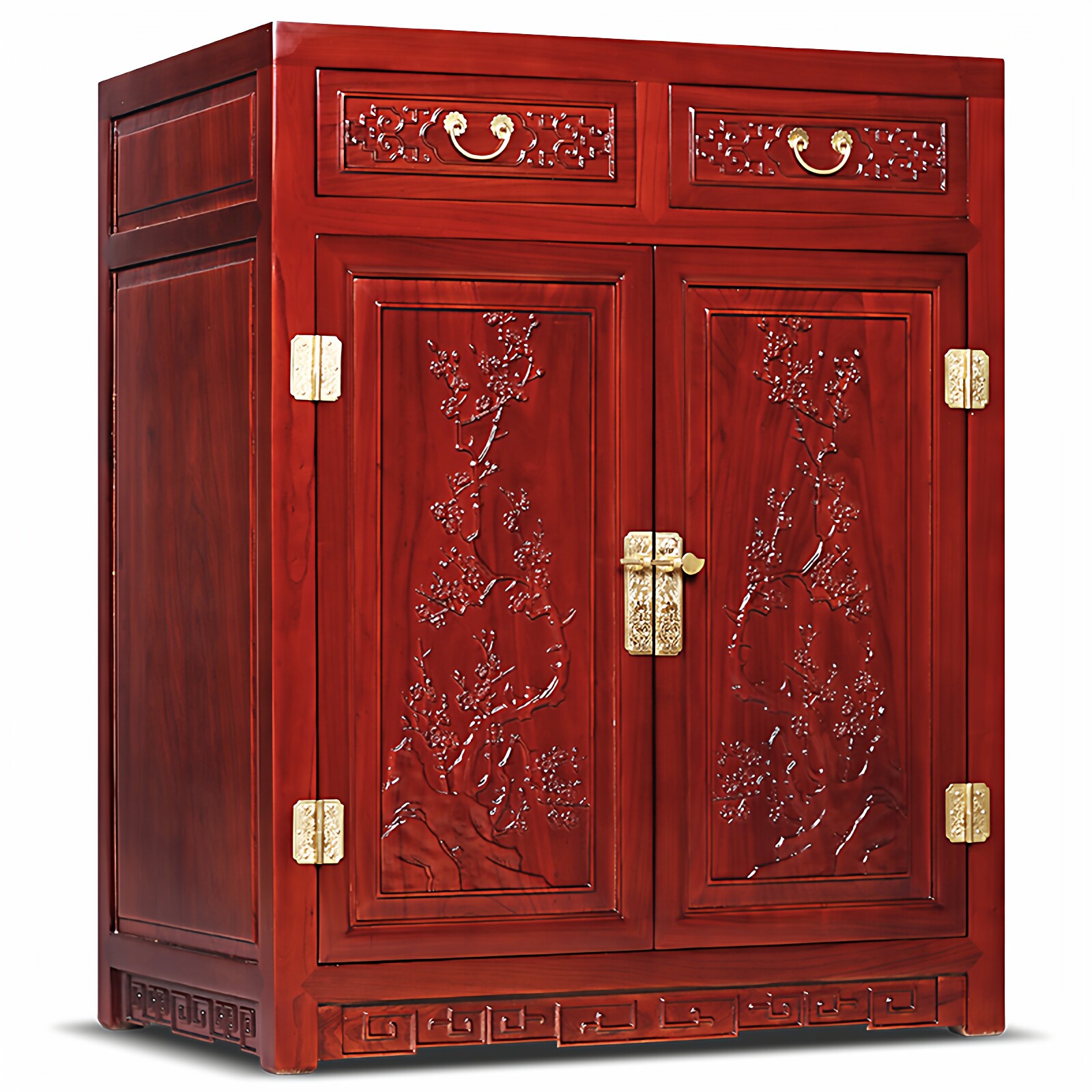 【顺丰】虎牌保险柜老榆木实木床头柜式大型对开门防盗保管箱家用指纹