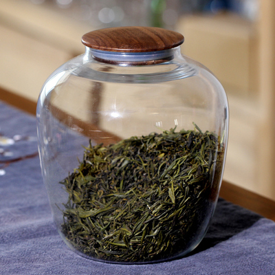 高硼硅玻璃茶叶罐 耐热玻璃花茶茶罐家用大号带盖储物罐1400ml