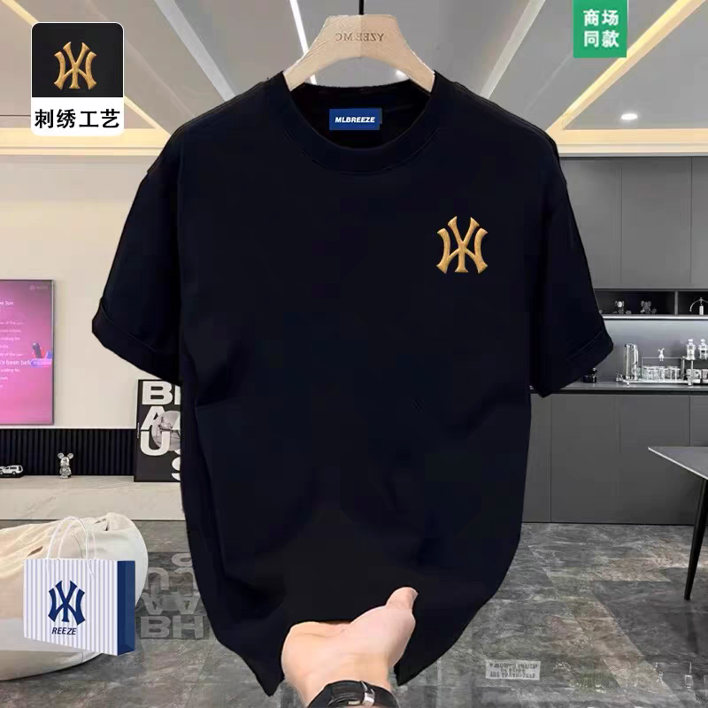 奥莱官方刺绣LOGO标男女短袖t恤夏季2025新款纯棉半袖宽松休闲衣