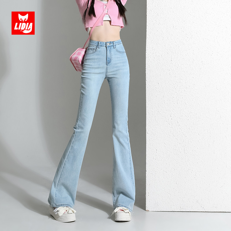 浅色喇叭裤微喇牛仔裤马蹄裤