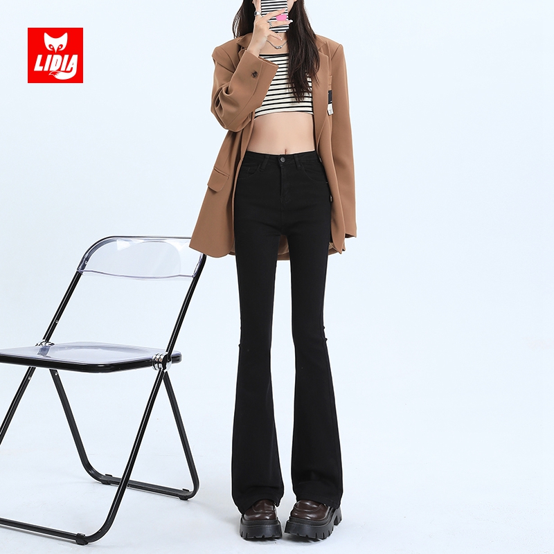 黑色微辣喇牛仔裤女2023新款