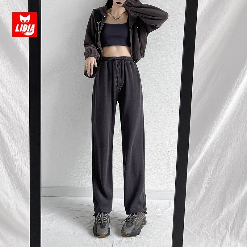 深灰色运动裤女抽绳松紧腰休闲裤春季2025新款小个子显瘦束脚裤子,女装/女士精品,卫裤,淘宝优惠券,粉丝福利购,淘宝优惠卷