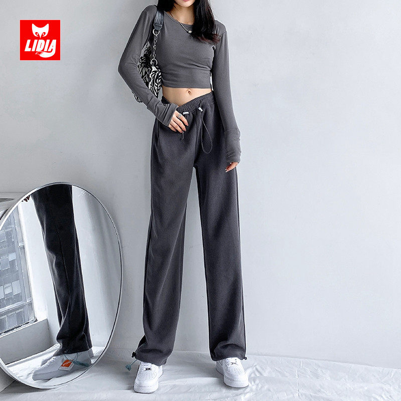 深灰色运动裤女美式休闲卫裤秋款2025新款小个子高腰抽绳束脚裤子,女装/女士精品,卫裤,淘宝优惠券,粉丝福利购,淘宝优惠卷