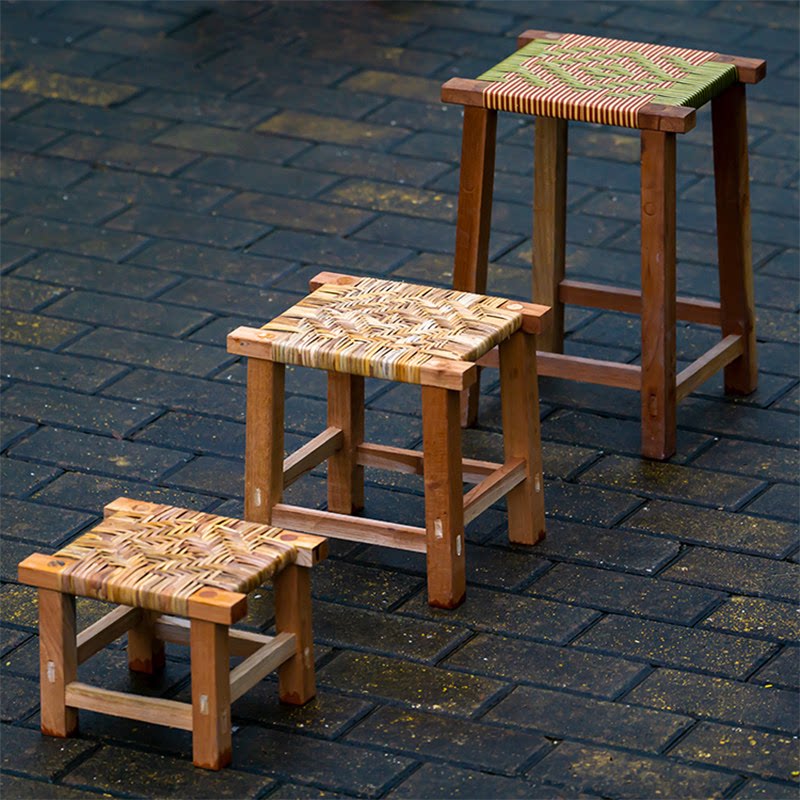 藤编凳子云南民族手工网红小凳子家用儿童矮凳环保简约换鞋木