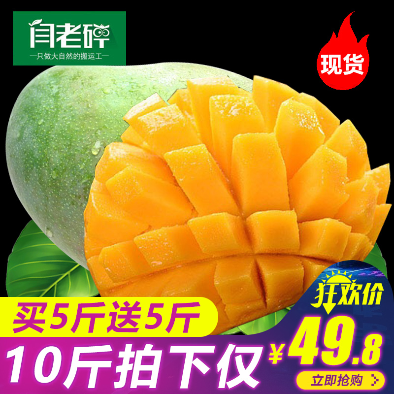 闫老碎 攀枝花凯特大芒果10斤整箱批发四川新鲜应季水果大青香芒