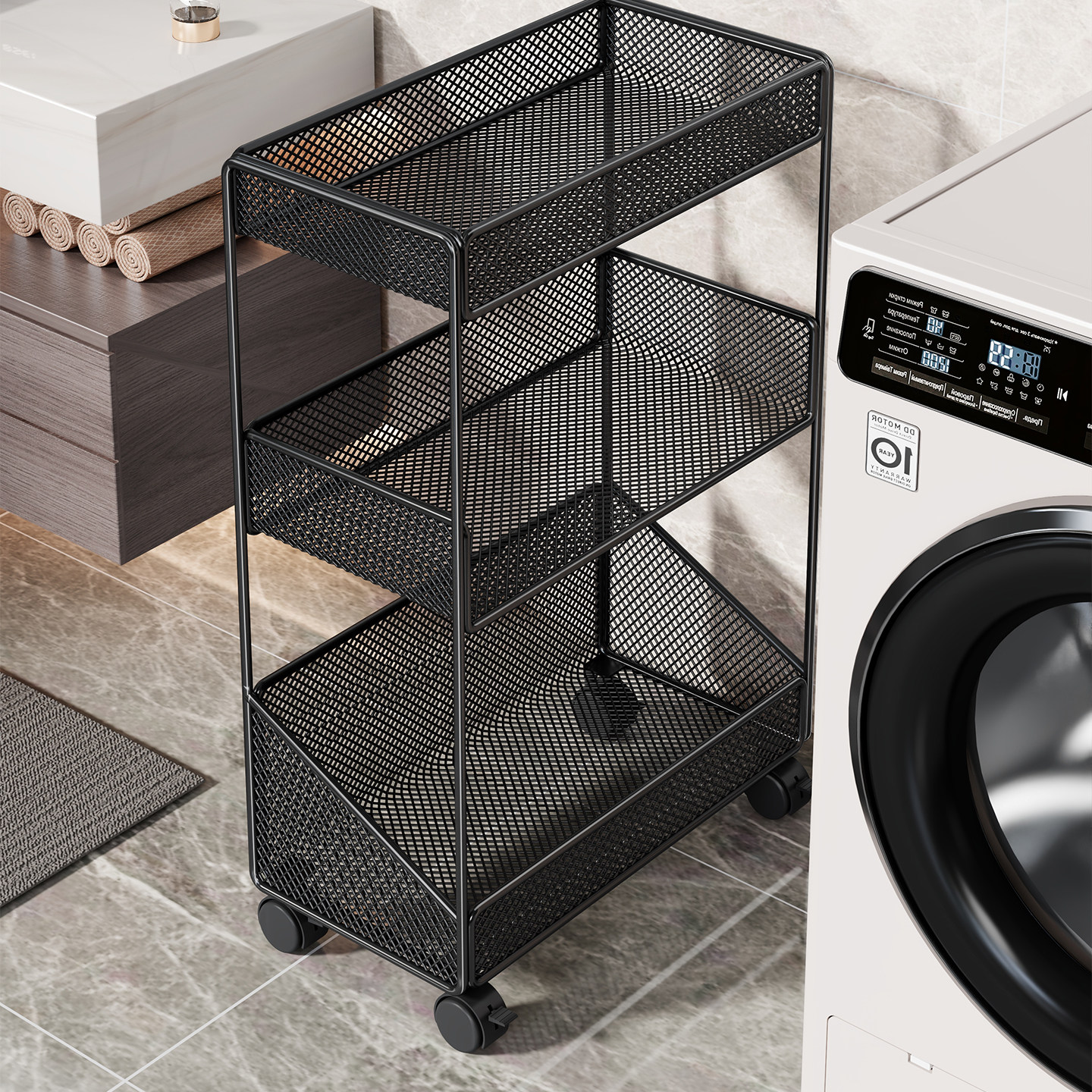 卫生间置物架浴室洗手间落地多层夹缝收纳架洗衣机旁洗衣液小推车,家庭/个人清洁工具,浴室角架/置物架,淘宝优惠券,粉丝福利购,淘宝优惠卷