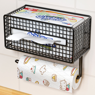 厨房纸巾架壁挂式卷筒卫生纸架子免打孔挂架吸油纸置物湿巾用盒收