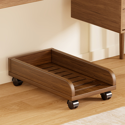 实木主机托盘花架底架万向轮托架可移动收纳架子底座带滑轮置物架