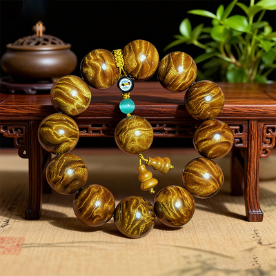 老蒋根雕金丝楠紫檀老山檀手串