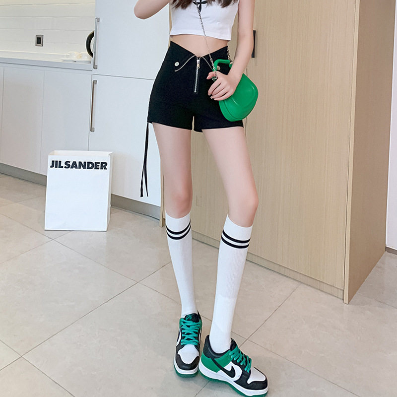 美式热辣外贸裤女韩系夏季薄款透气短裤百搭显廋抽绳高腰性感热裤