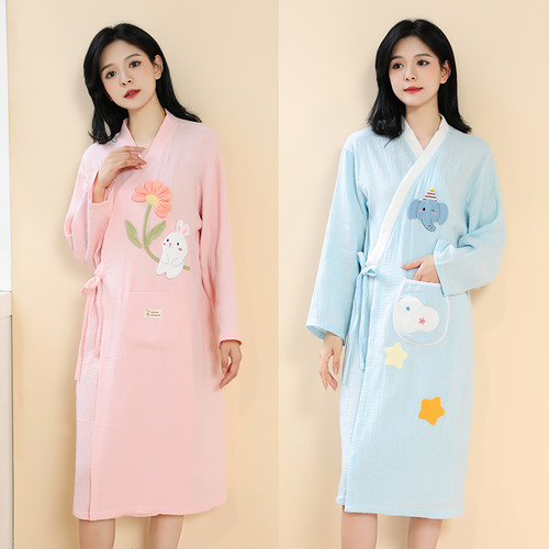 夏季浴巾女可穿式纱布浴袍吸水速干睡袍服大人全2024新款家用纯棉