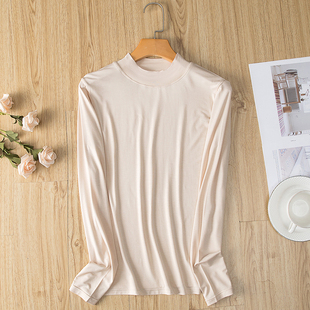 春秋打底衫 秋衣内搭舒适显瘦中领T恤莫代尔薄内衣女 女半高领大码