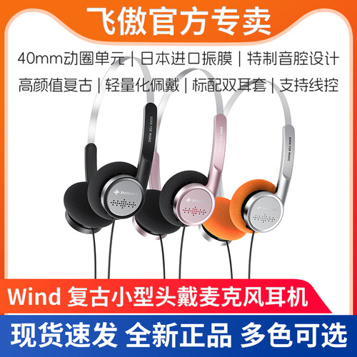 飞傲&雪漫天 WIND高保真小头戴耳机线控HiFi发烧有线手机电脑3.5