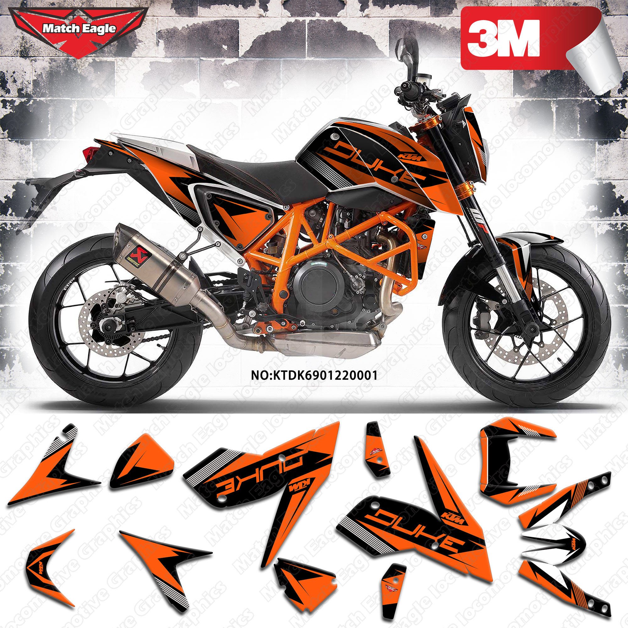 ktm duke 690 12-20机车外壳3m超厚贴画个性装饰设计车贴遮挡划痕