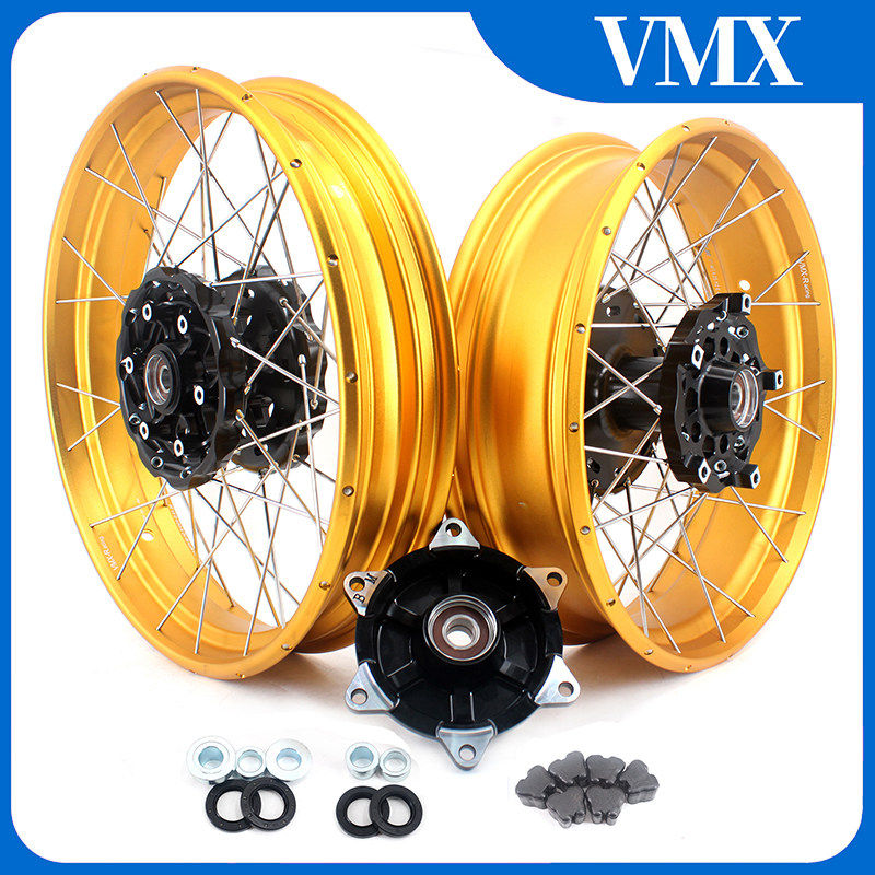 VMX真空辐条轮辋越野适配宝马F700GS/ADV CNC轮组轮子钢圈 黑金
