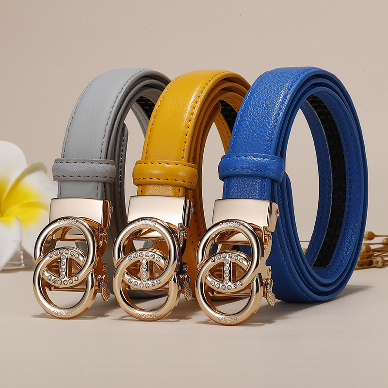 百搭自动扣腰饰ins蓝灰皮带