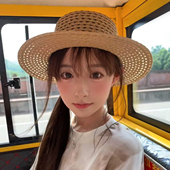 法式 蝴蝶结镂空礼帽女夏季 海边沙滩度假风平顶草帽显脸小遮阳帽子