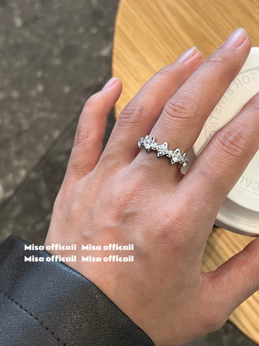 Misa officail｜多土星锆石s925银黑白金紫甜酷戒指环轻奢小众辣