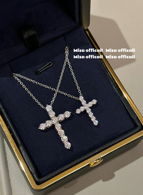 Misa officail｜s925银十字架项链满钻轻奢高级感锁骨链小众设计