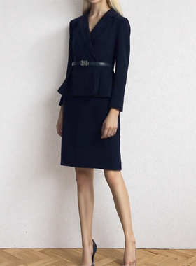橙夫人修身通勤简约气质v领连衣裙LL9D174NWB011R
