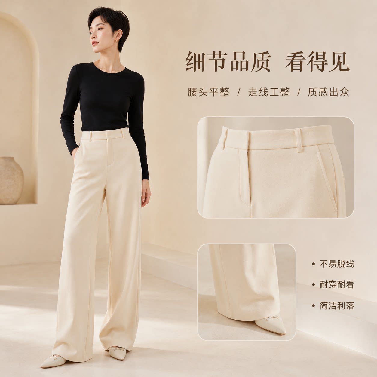 垂感阔腿裤高腰显瘦百搭长裤女