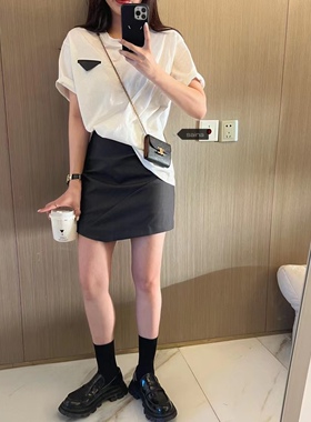 SAINA夏季修身舒适小短裙女款休闲通勤直筒包臀半裙2023夏