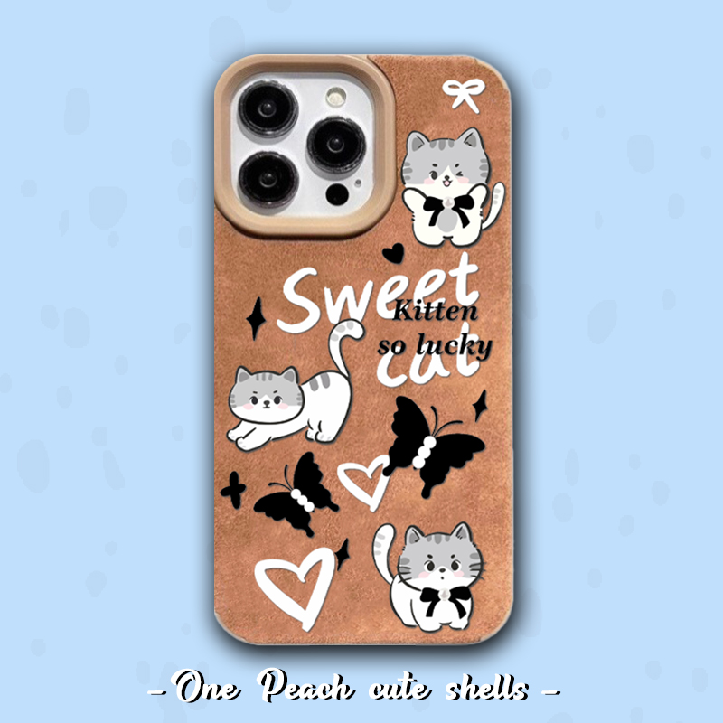 苹果蝴蝶猫咪ins风可爱手机壳