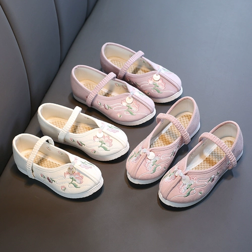 Обувь для девочек с вышивкой, детская обувь Hanfu, танцевальная обувь, детская обувь в китайском стиле, детская обувь Han, старая тканевая обувь Пекина