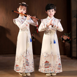 儿童古装汉服秋冬女童唐装演出服古风套装超仙男童中国风国学服新