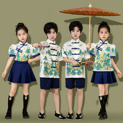 六一儿童演出服中国风小学生国学汉服古典舞蹈服男女啦啦队表演服