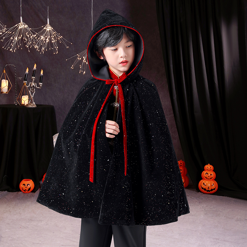 耶诞节儿童服装女童披风连帽披肩斗篷cos化妆舞会男童吸血鬼衣服