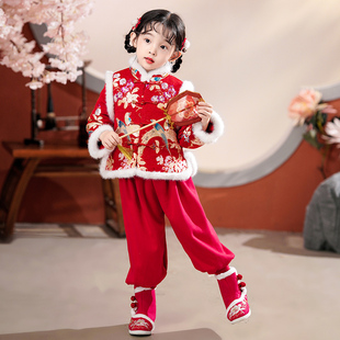 套装 唐装 宵节中国风古风国学服2023年新款 小女孩元 女童表演服春季