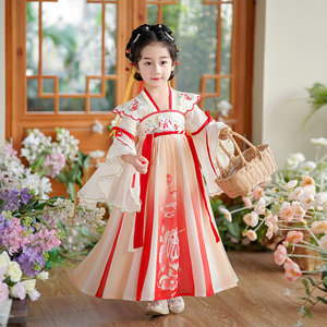 女童汉服夏季2024年新款小女孩古风超仙连衣裙儿童中国风唐装襦裙