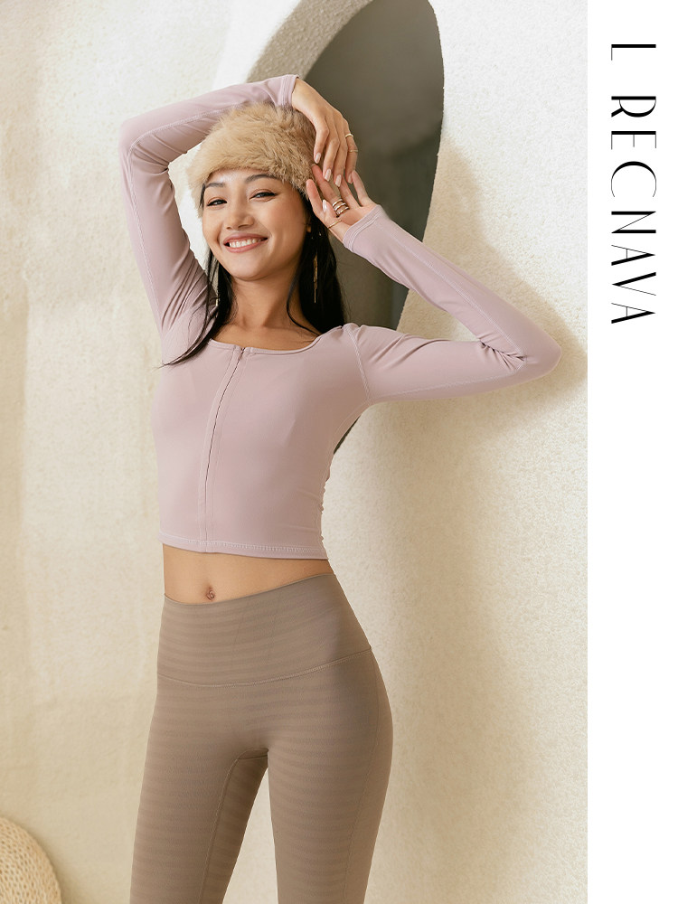 Rocco LRECNAVA breathable sports top WOMEN's LONG-sleeved casual running training zipper nude yoga fitness clothing